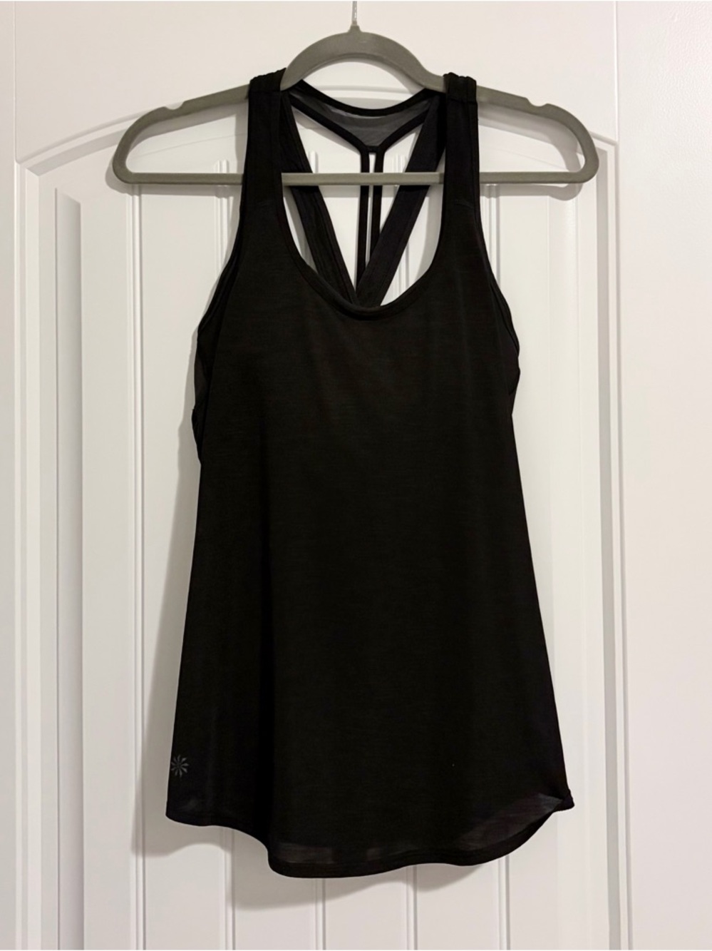 Athleta Black Strappy Racerback Tank with Built-in Bra | Size Small